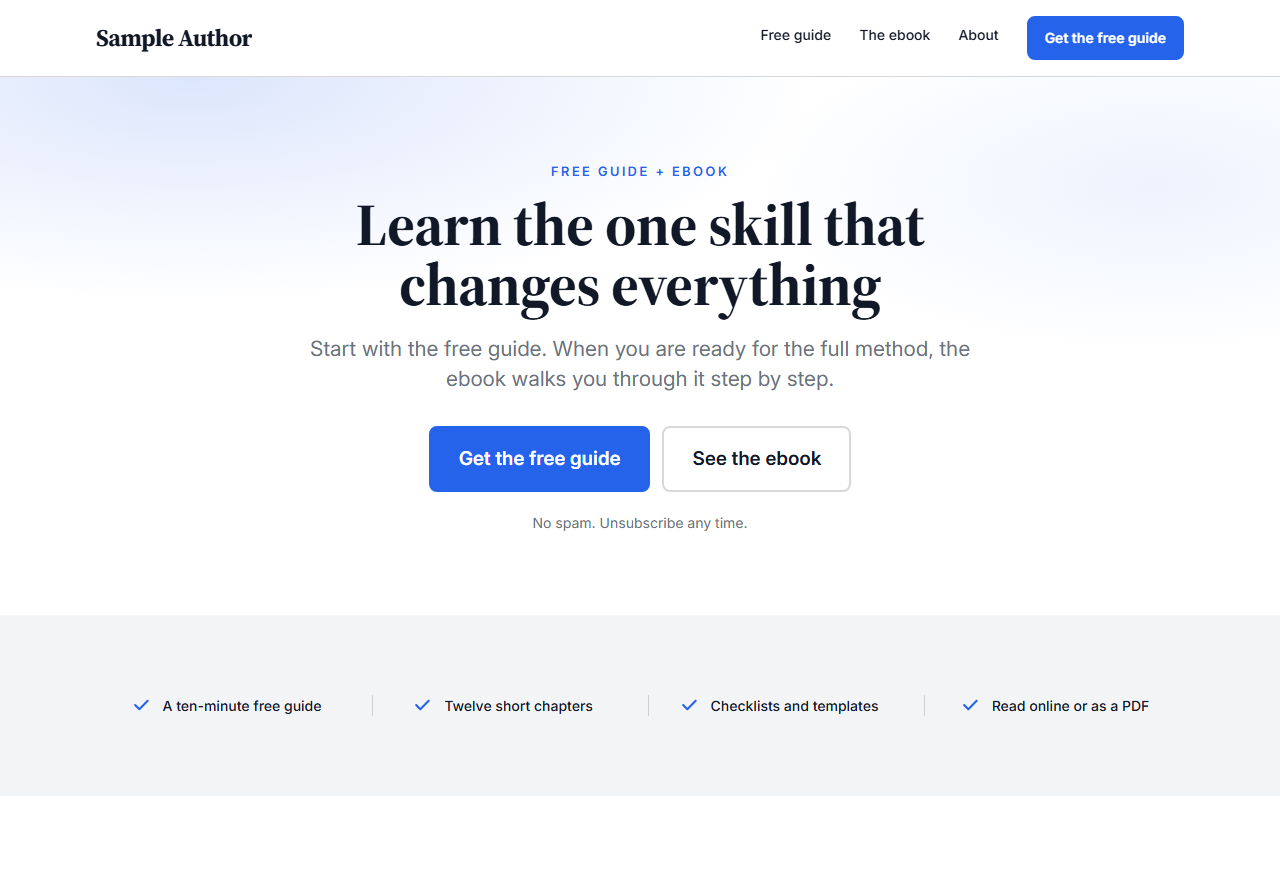 A creator's sales page as visitors see it